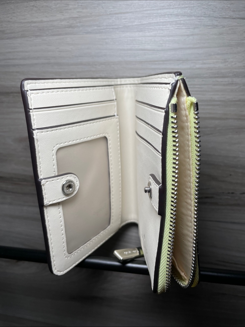 EUC- Women's Kate Spade Saffiano Leather Small L-Zip Wallet, Tennis Ball - Picture 5 of 8